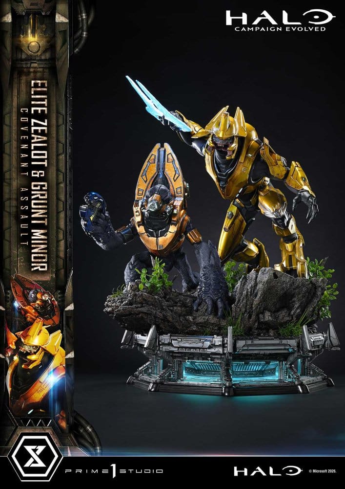 Halo: Campaign Evolved Ultimate Premium Masterline Series Estatua 1/4 Elite Zealot & Grunt Minor: Covenant Assault Bonus Version 81 cm