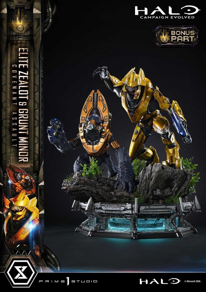 Halo: Campaign Evolved Ultimate Premium Masterline Series Estatua 1/4 Elite Zealot & Grunt Minor: Covenant Assault Bonus Version 81 cm