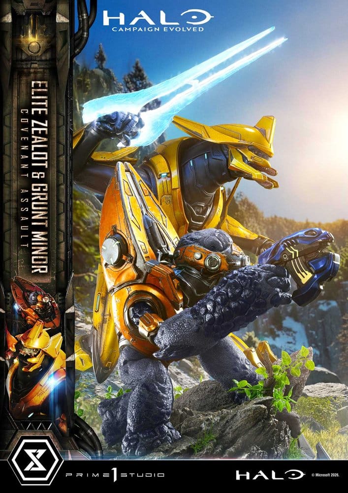 Halo: Campaign Evolved Ultimate Premium Masterline Series Estatua 1/4 Elite Zealot & Grunt Minor: Covenant Assault Bonus Version 81 cm