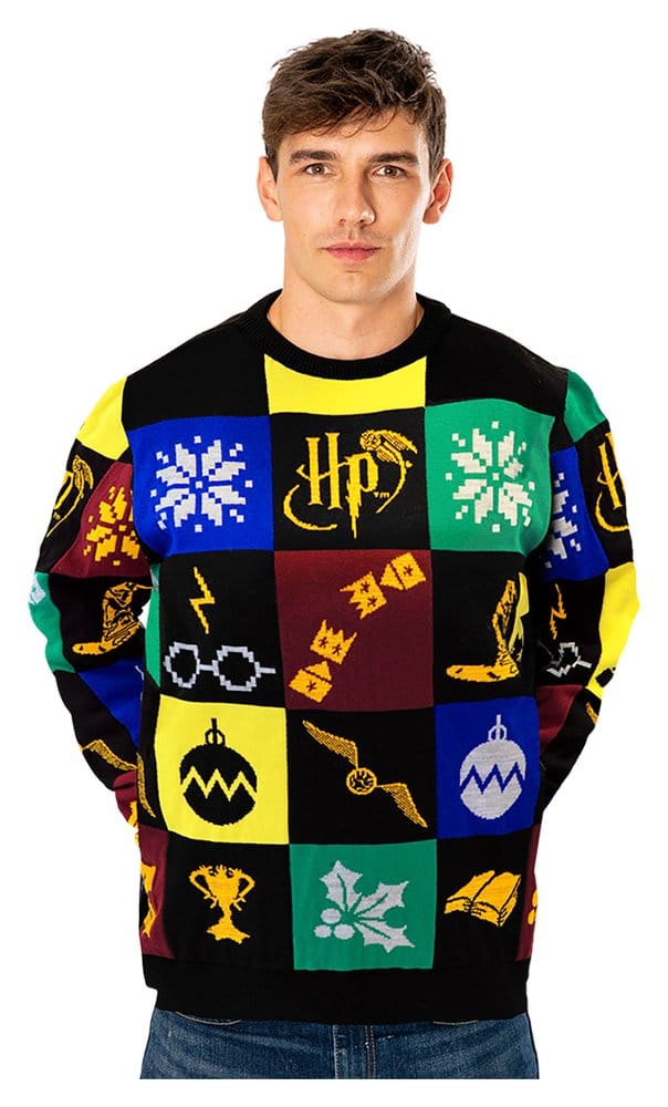 Harry Potter Sudadera navideña Deluxe Patchwork Knitted Talla L Frikytopia