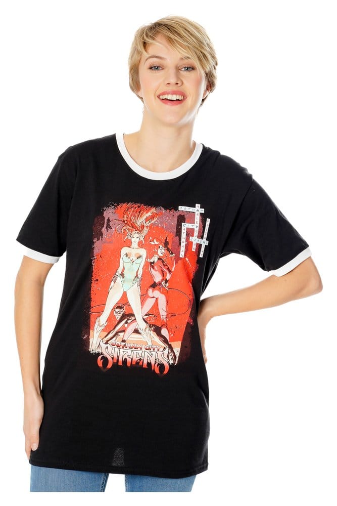Gotham City Sirens Camiseta Crossword Black Ringer Talla XL