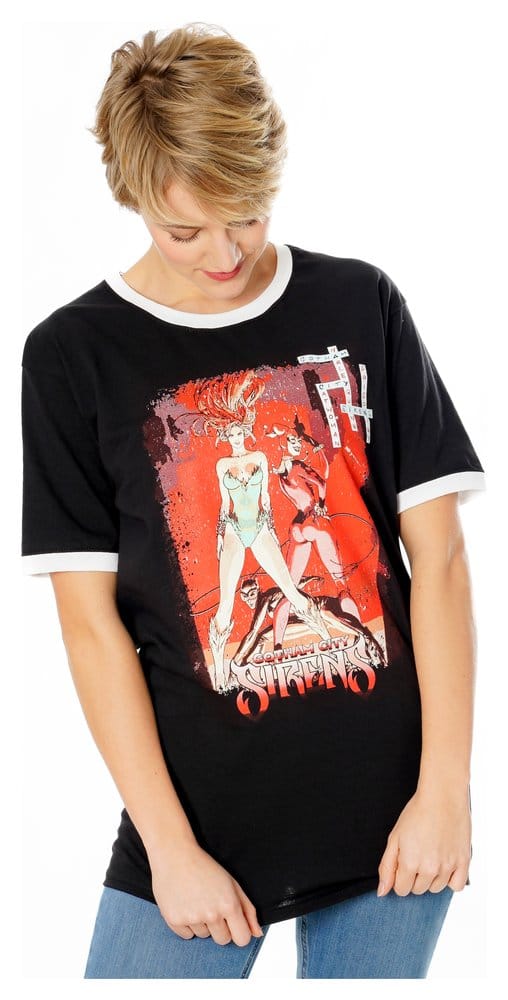 Gotham City Sirens Camiseta Crossword Black Ringer Talla M
