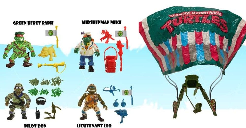 Tortugas Ninja Classic Figuras Pack de 4 Sewer Heroes con Paracaídas Frikytopia