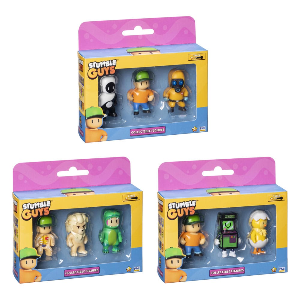 Stumble Guys: Surtido de figuras coleccionables en caja con ventana de 3 figuras Wave 2 Frikytopia