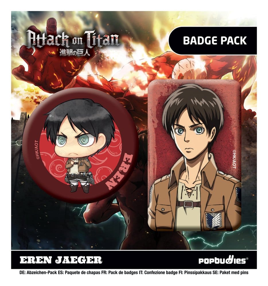 Attack on Titan pack de 2 Insignias Eren Jaeger Frikytopia