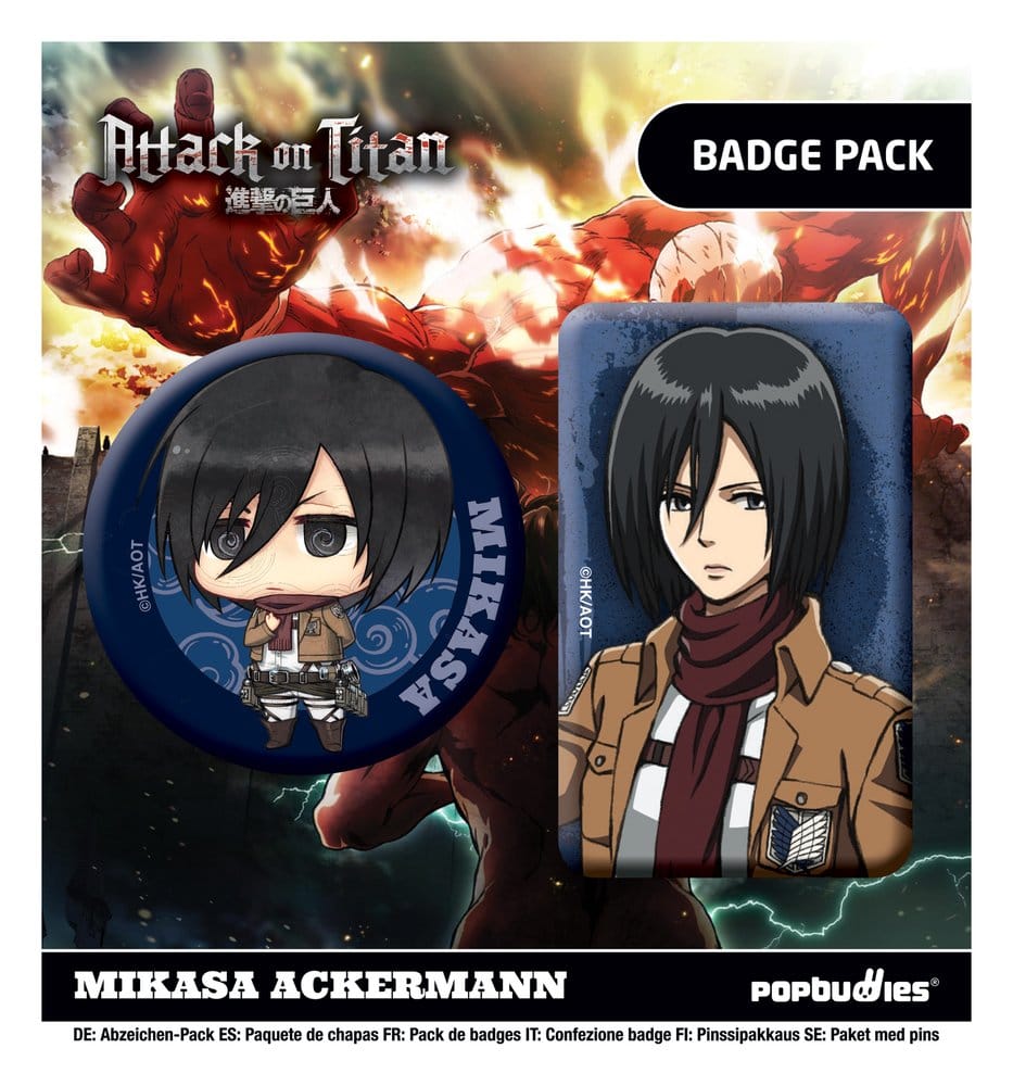 Attack on Titan pack de 2 Insignias Mikasa Ackermann Frikytopia