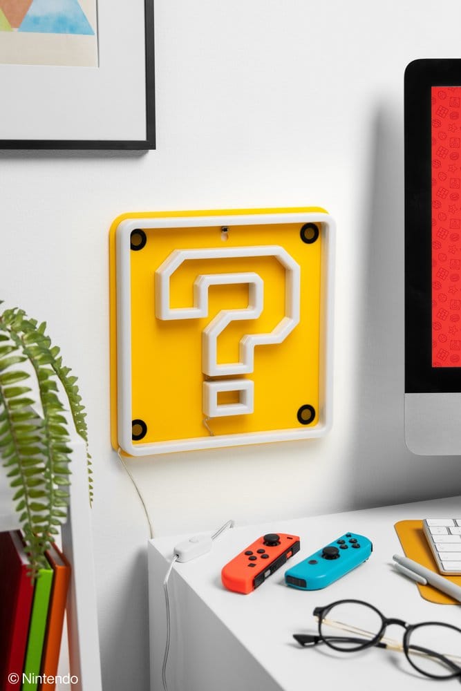 Super Mario Lámpara de pared LED Neon Question Block 24 x 24 cm