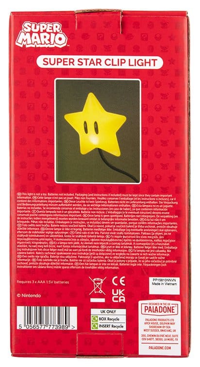 Super Mario Lámpara Super Star Clip 33 cm