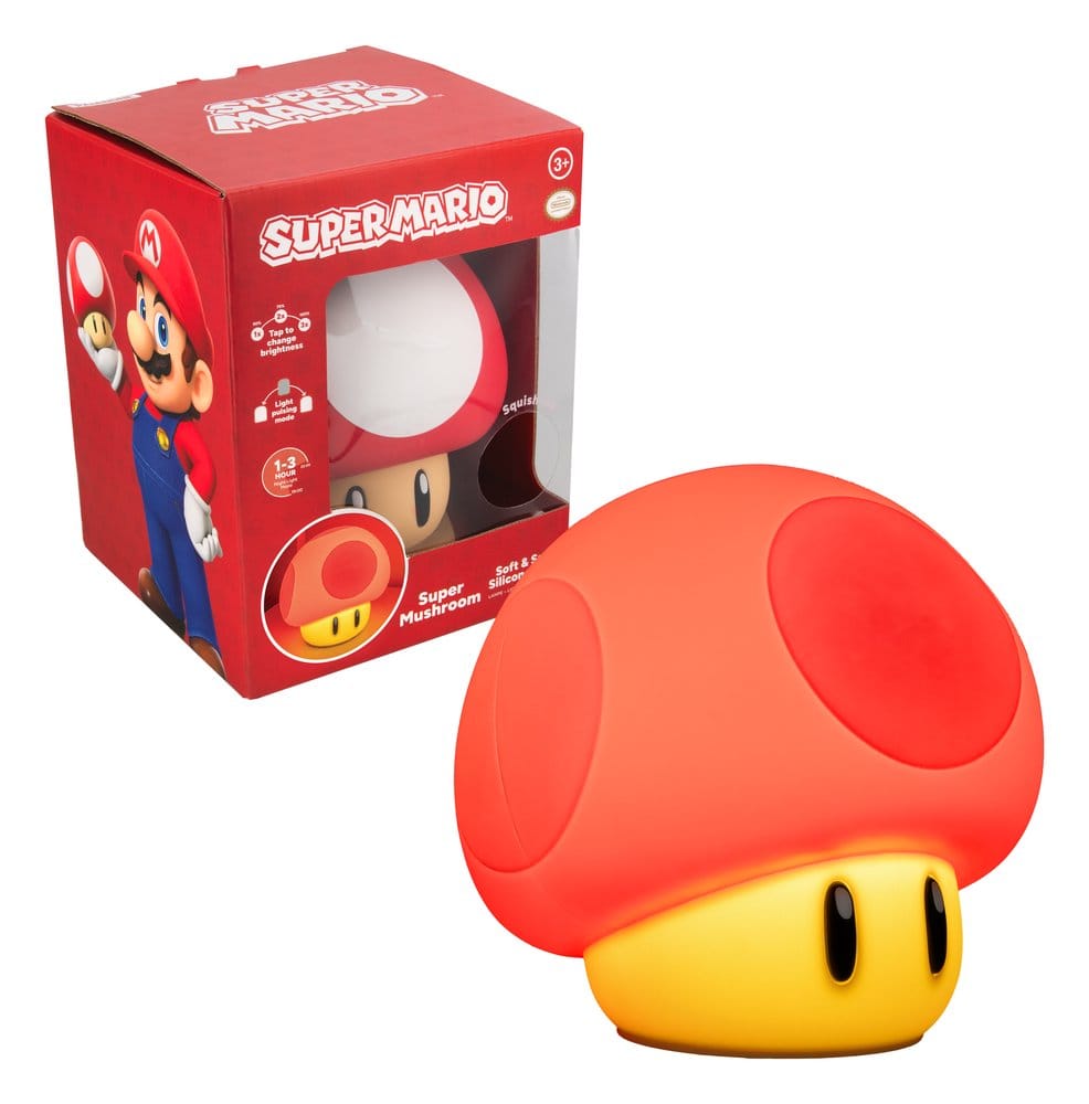 Super Mario SquishyGlo Lámpara Super Mushroom Rechargeable 15 cm