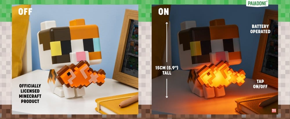 Minecraft Lámpara GloBuddies Cat 15 cm