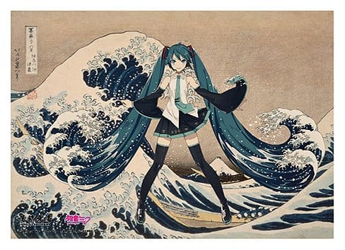 Katsushika Hokusai x Hatsune Miku Panel acrílico Thirty-six Views of Mount Fuji The Great Wave off Kanagawa 30 cm Frikytopia