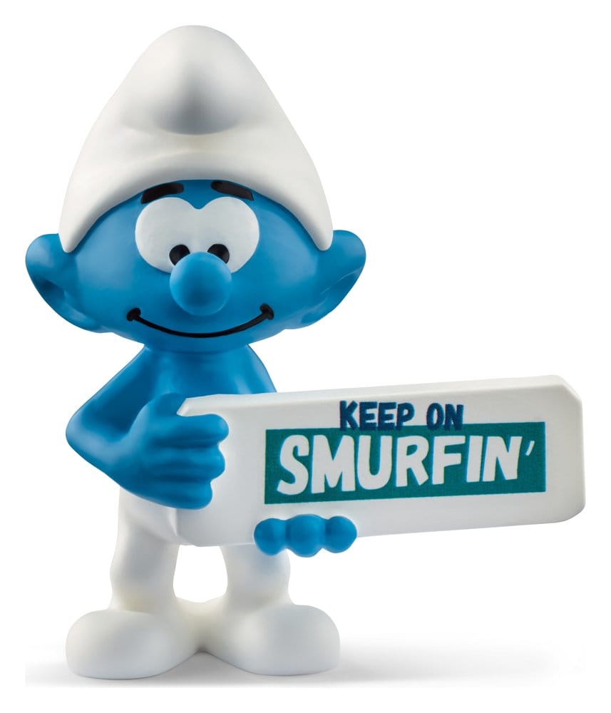 Los Pitufos Mini-Figura Pitufo con Cartel (Keep on Smurfin') 5 cm Frikytopia