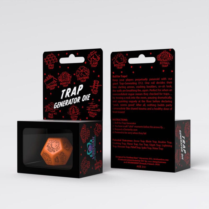 Viridian Jumbo dado Trap Generator Die D12 Naranja
