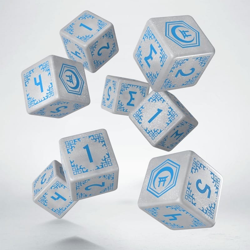 Shadow Scar Set de 8 Dados Essential White & Blue Frikytopia