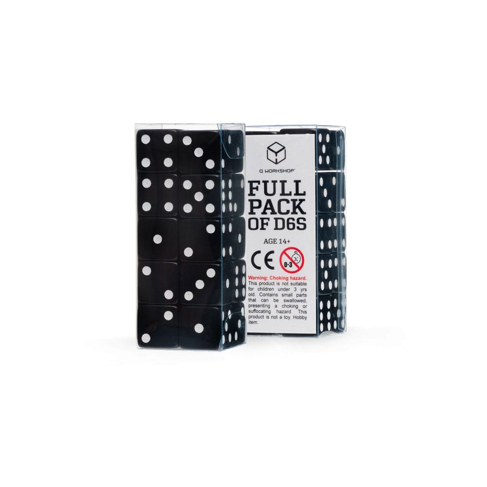 Q Workshop Pack de Dados Full Pack D6 Negro (20) Frikytopia