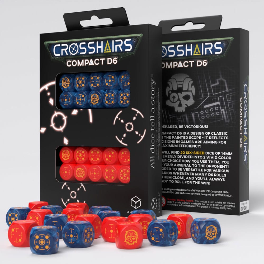 Crosshairs Compact D6 Pack de Dados Cobalt&Red (20)