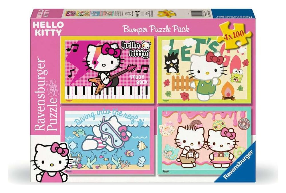 Hello Kitty Pack de 4 Puzzles ¡Vamos, Hello Kitty! (4x100 Piezas) Frikytopia