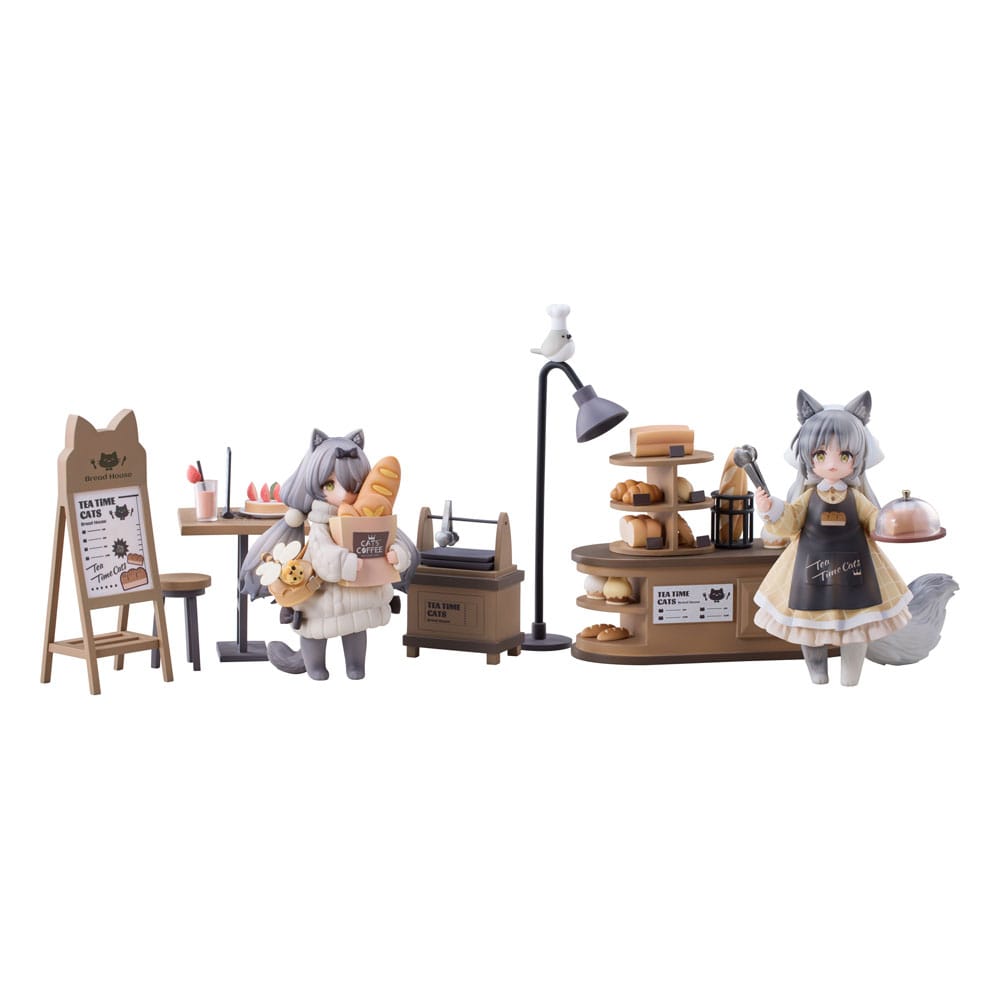 Decorated Life Collection Estatua PVC Tea Time Cats - Cat Town Bakery Staff & Customer Set 12 cm Frikytopia