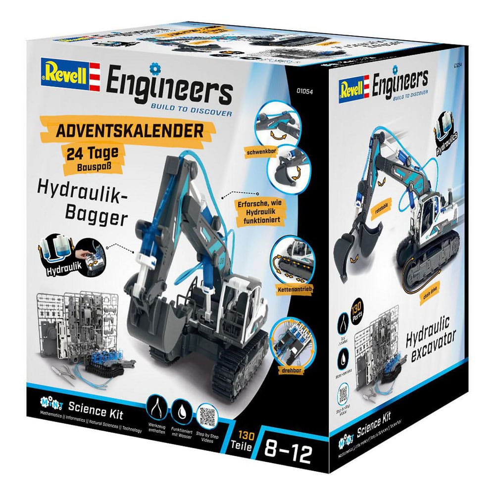 Revell Engineers Calendario de adviento Kit de maqueta de excavadora hidráulica