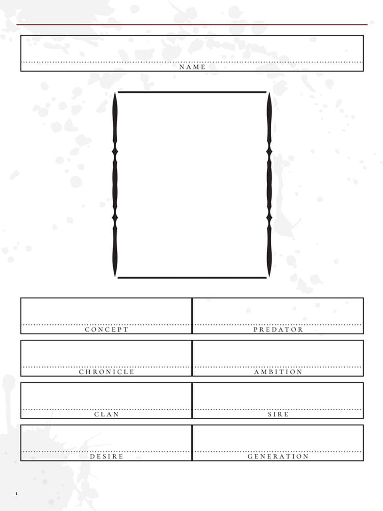 Vampire: The Masquerade 5th Edition RPG Diario Expanded Character Sheet Journal  *Edición Inglés*