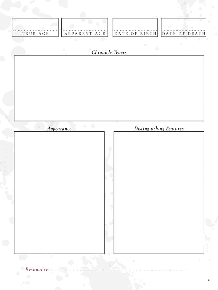 Vampire: The Masquerade 5th Edition RPG Diario Expanded Character Sheet Journal  *Edición Inglés*