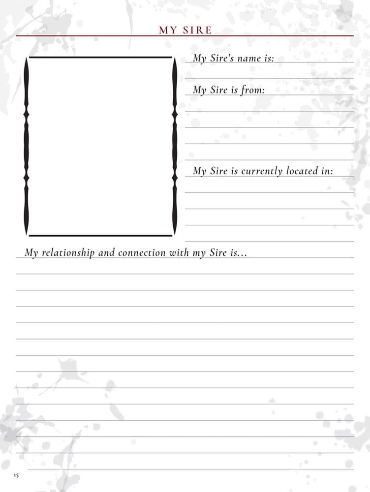 Vampire: The Masquerade 5th Edition RPG Diario Expanded Character Sheet Journal  *Edición Inglés*