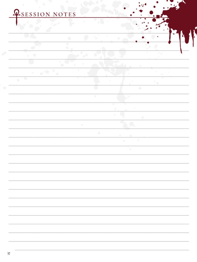 Vampire: The Masquerade 5th Edition RPG Diario Expanded Character Sheet Journal  *Edición Inglés*