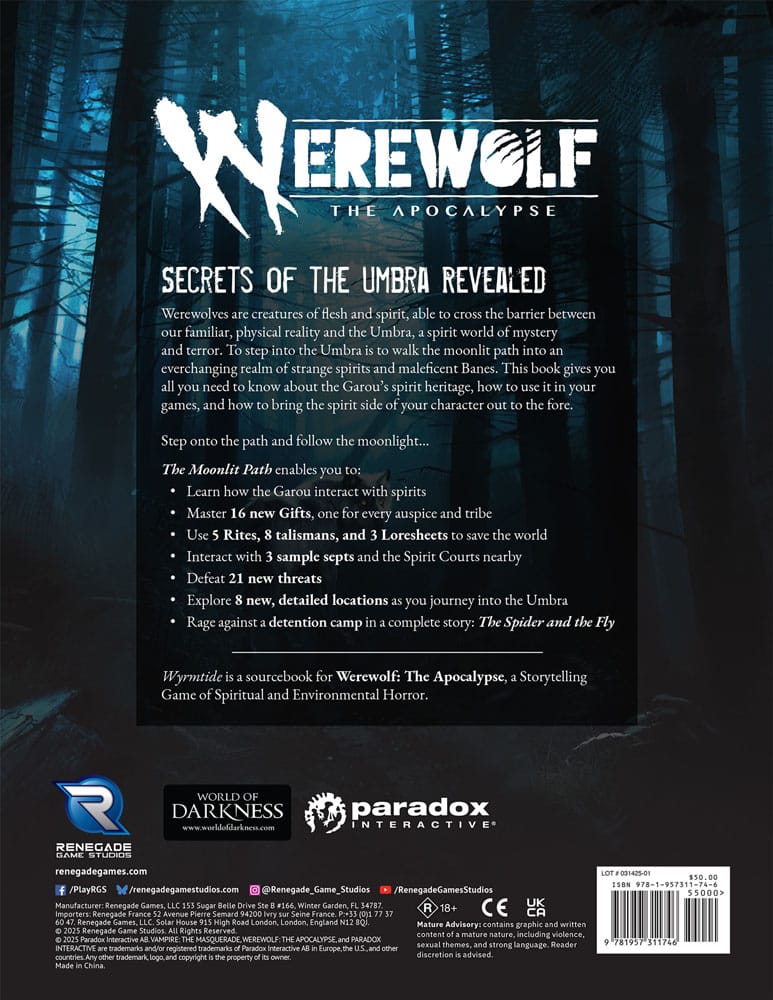 Werewolf: The Apocalypse 5th Edition RPG libro The Moonlit Path *Edición Inglés*