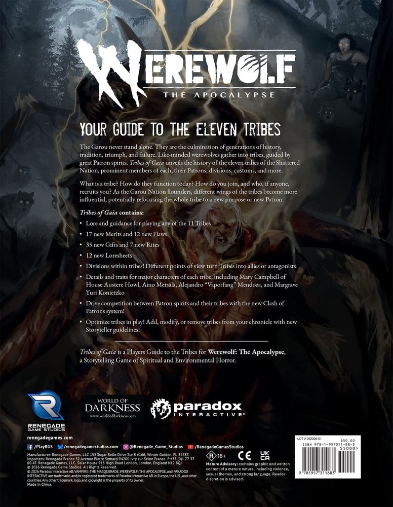 Werewolf: The Apocalypse 5th Edition libro de rol Tribes of Gaia *Edición Inglés*
