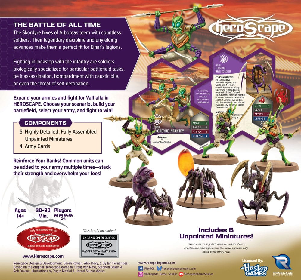 Heroscape expansión del ejército Age of Annihilation Skordyre Soldiers (Common) *Edición Inglés*