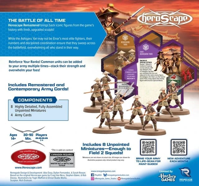 Heroscape Expansión de ejército Ashigaru Yari Remastered Standard Edition *Edición Inglés*