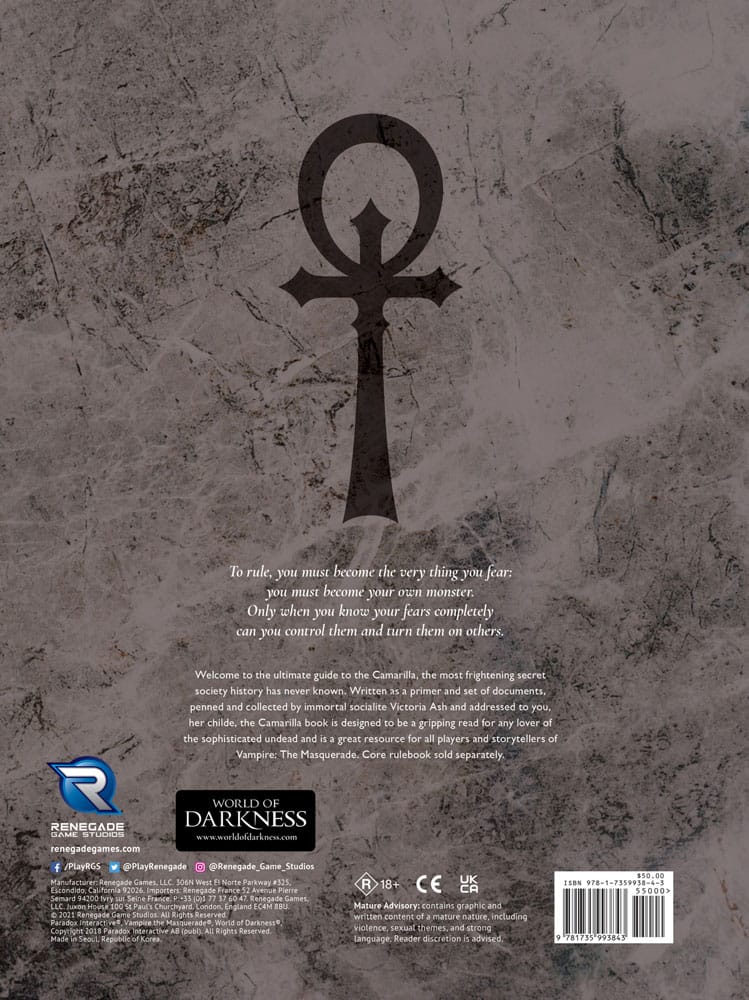 Vampire: The Masquerade 5th Edition RPG libro Camarilla Sourcebook *Edición Inglés*