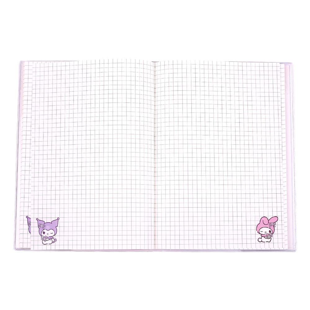 Sanrio Libreta Kuromi & My Melody Pastel Flower Holographic Checkered