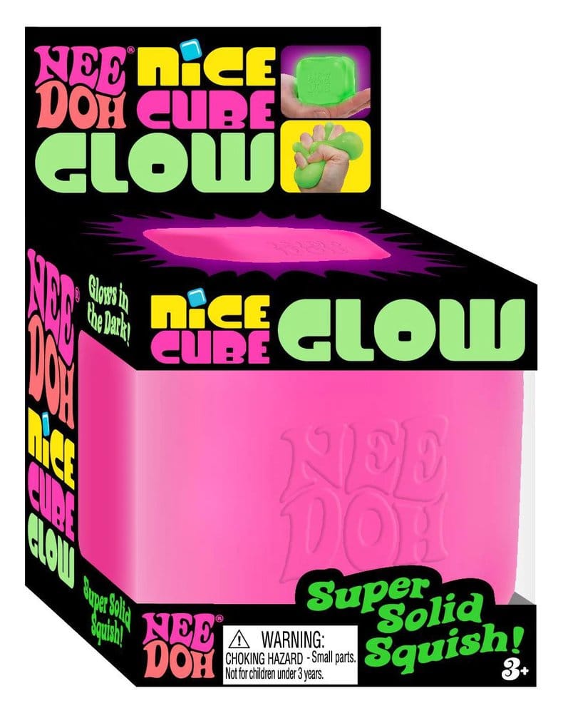 NeeDoh Bola Antiestrés Nice Cube Glow (Glow in the Dark) 5 cm Surtido (12)