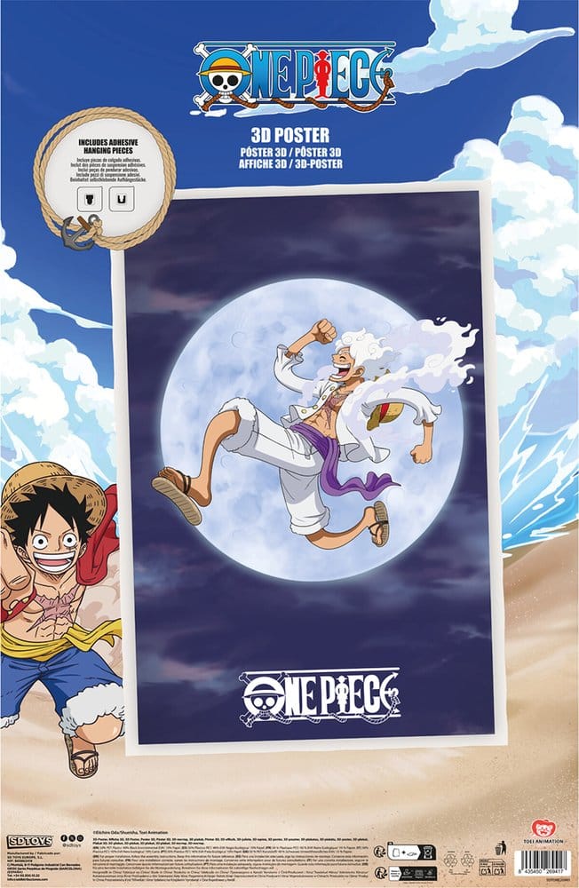 One Piece Póster 3D Monkey D. Luffy Gear 5 38 x 58 cm