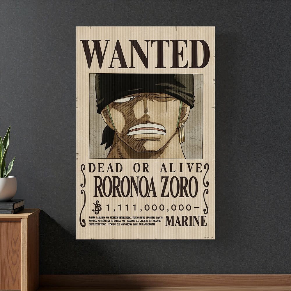 One Piece Póster 3D Wanted Roronoa Zoro 38 x 58 cm