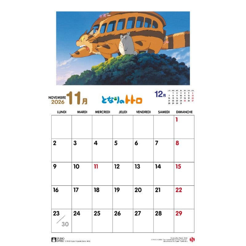 Mon Voisin Totoro Calendario 2026 *FRANCÉS*