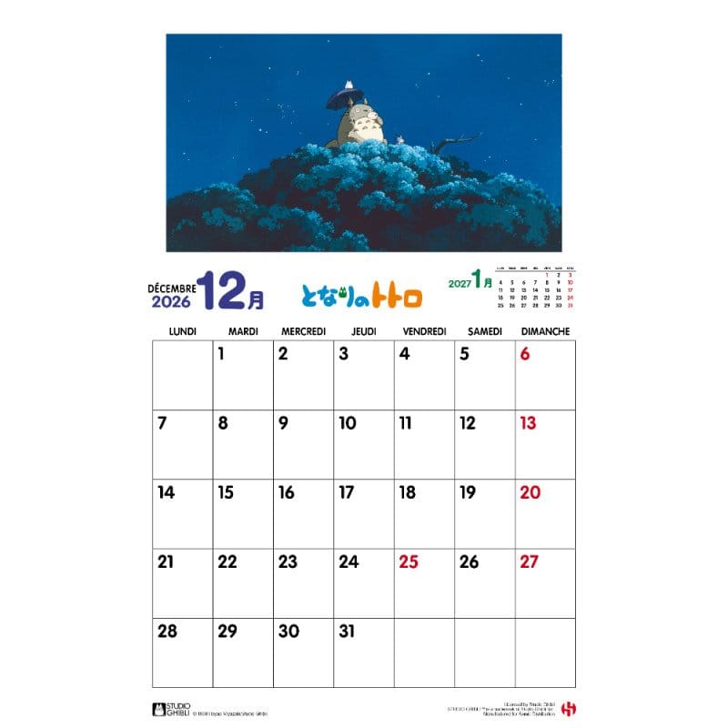 Mon Voisin Totoro Calendario 2026 *FRANCÉS*