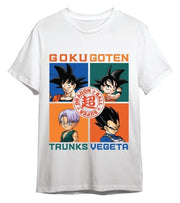 Dragon Ball Super Camiseta Goku, Goten, Trunks, Vegeta Blanco Talla S