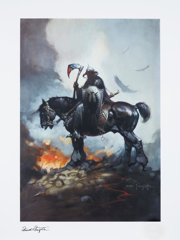 Frank Frazetta Litografia Death Dealer I Rainbow Lava Holofoil 61 x 41 cm - sin marco