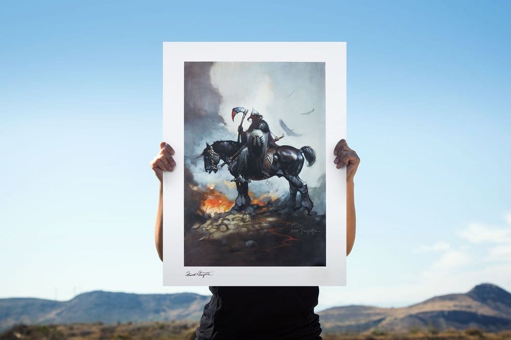 Frank Frazetta Litografia Death Dealer I Rainbow Lava Holofoil 61 x 41 cm - sin marco