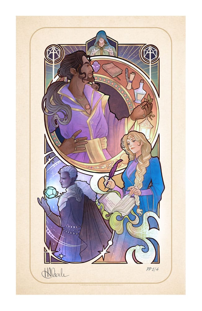 Critical Role Litografia Matthew Mercer: 10th Anniversary Art Nouveau Illustrations 46 x 28 cm- sin marco Frikytopia