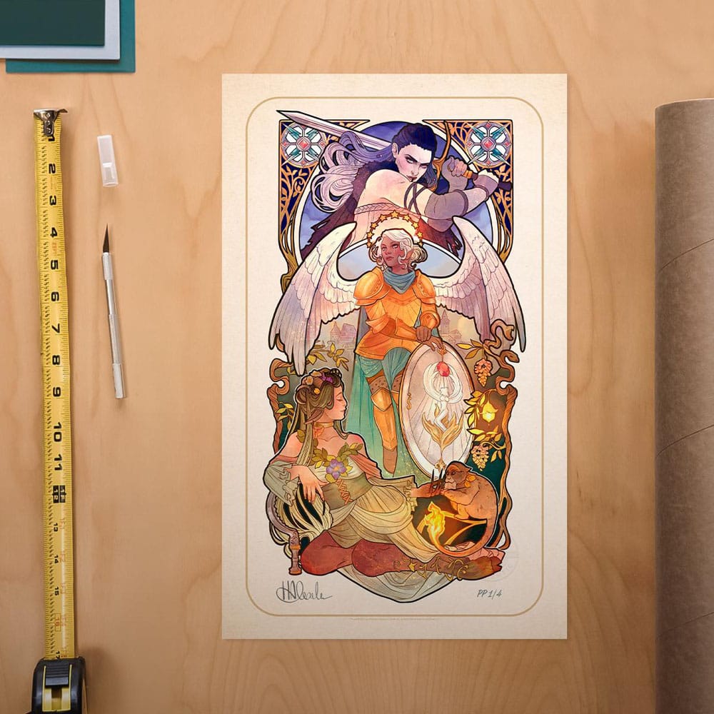 Critical Role Litografia Ashley Johnson: 10th Anniversary Art Nouveau Illustrations 46 x 28 cm- sin marco