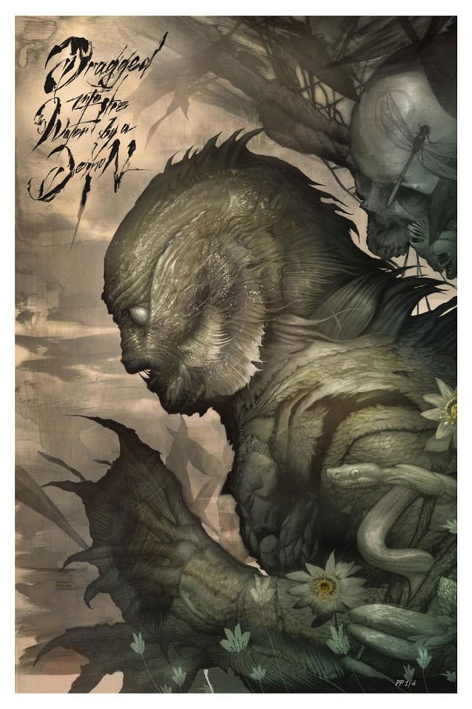 La mujer y el monstruo Litografia Creature from the Black Lagoon by Dan Quintana 61 x 41 cm - sin marco