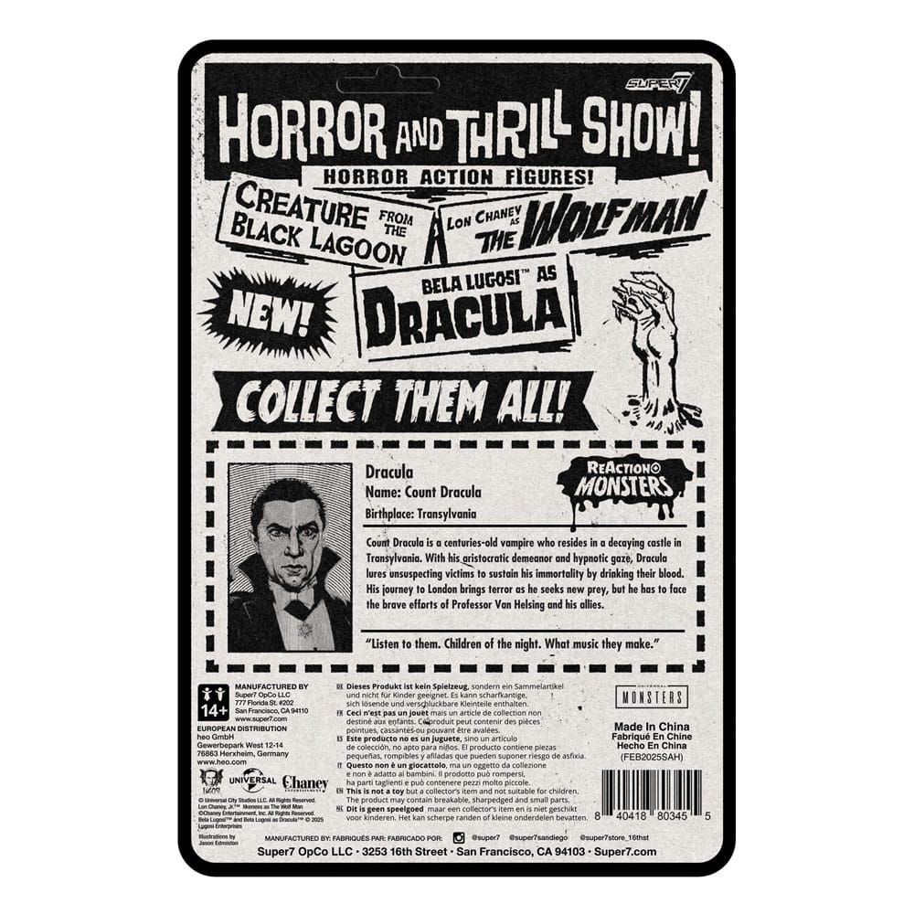 Universal Monsters Figura ReAction+ Wave 1 Dracula 10 cm
