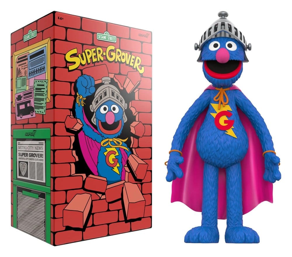 Plaza Sésamo Figura Supersize Vinyl - Super Grover 36 cm Frikytopia