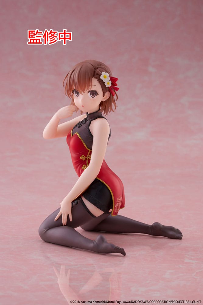 A Certain Scientific Railgun Estatua PVC Desktop Cute Figure Mikoto Misaka Chinese Dress Ver. 13 cm