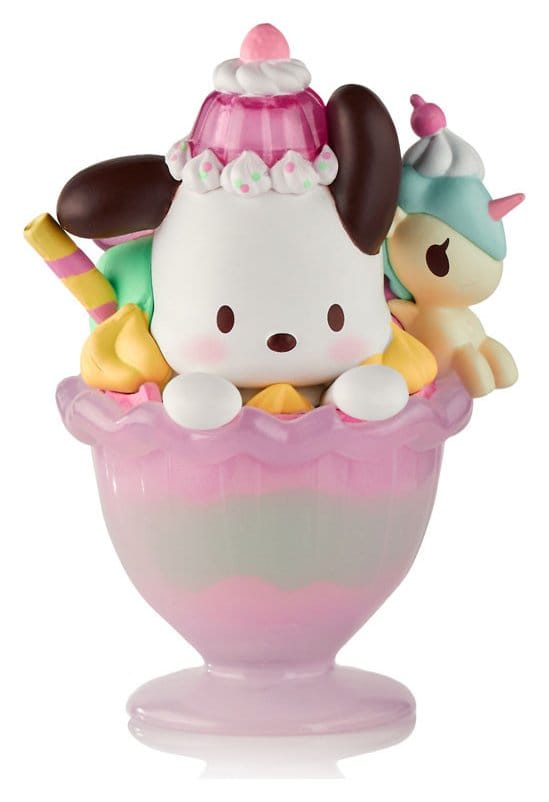 Hello Kitty & Friends Window Box Figura Fast Food Pochacco Pink Unicorn Sundae 9 cm Frikytopia