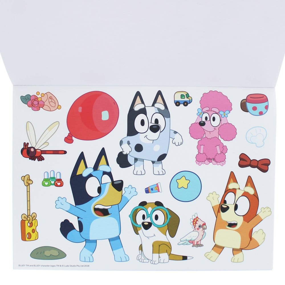 Bluey Libro de colorear A4 & Set de Pegatinas