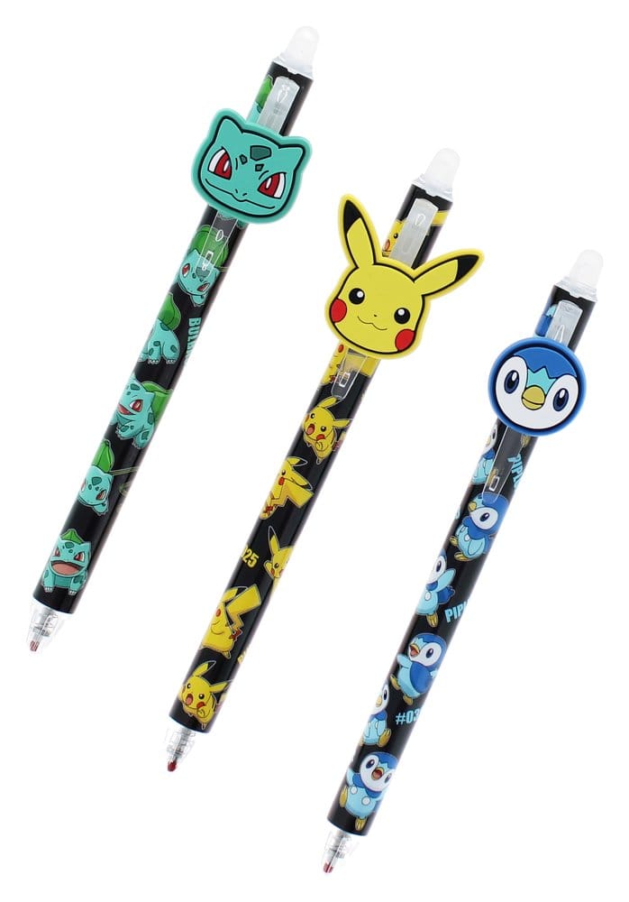 Pokémon Bolígrafos de gel borrables Pack de 3